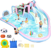 AKEYDIY Inflatable Bounce House Double Slides for Kids, Giant Bounce Castle 21.3FT x14.7FT with Pool Akeydiy